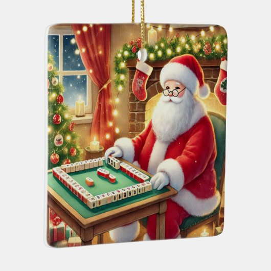 Gepersonaliseerde Santa's Favoriete Mahjong Speler Keramisch Ornament (Rechts)