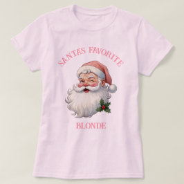Gepersonaliseerde  Santa's Favoriete Roze Xmas T-shirt