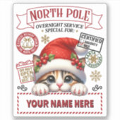 Gepersonaliseerde Santa's Gift Sticker met leuke K (Voorkant)