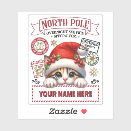 Gepersonaliseerde Santa's Gift Sticker met leuke K (Vel)