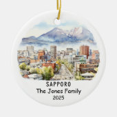 Gepersonaliseerde Sapporo Ornament, Japan Keramisch Ornament (Voorkant)