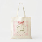 Gepersonaliseerde Sarah Baby Girl Nursery Bow & Gi Tote Bag (Voorkant)