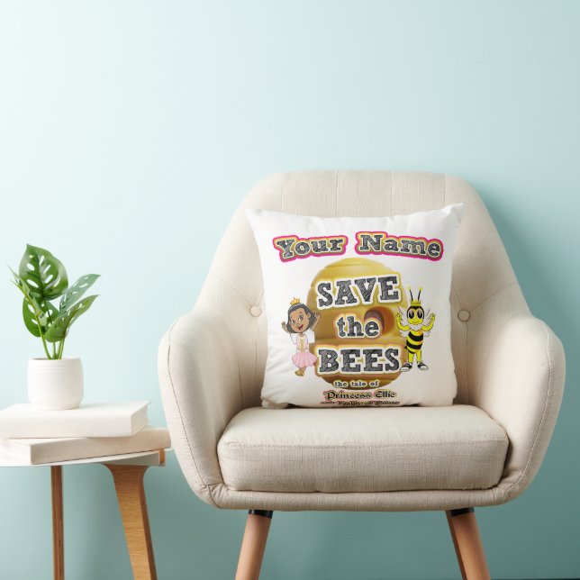 Gepersonaliseerde "Save the Bees" Sierkussen (Stoel)