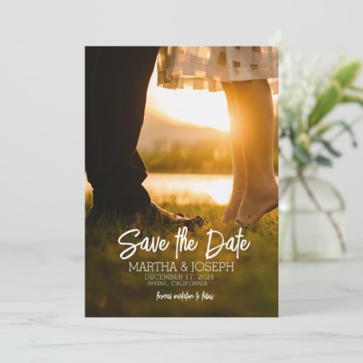 Gepersonaliseerde Save the Date Invitation-Sjabloo Kaart (Staand voorkant)