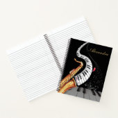 Gepersonaliseerde saxofoon piano muzieknoot notitieboek (Binnen)