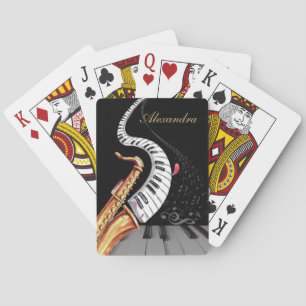Gepersonaliseerde saxofoon piano muzieknoot pokerkaarten