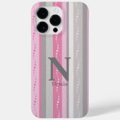 Gepersonaliseerde schatte stripe roze en grijs Case-Mate iPhone case (Achterkant)