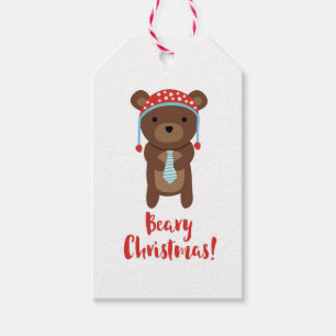 Gepersonaliseerde Schattige Beer Christmas cadeau Cadeaulabel