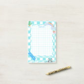 Gepersonaliseerde schattige blauwe post-it notitie post-it® notes (Op bureau)