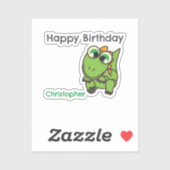 Gepersonaliseerde schattige groene dinosaurussen b sticker (Vel)
