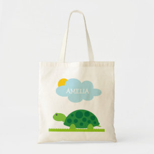 Gepersonaliseerde schattige groene schildpad kinde tote bag