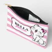 Gepersonaliseerde Schattige Kat Roze Gestript Etui (Open)