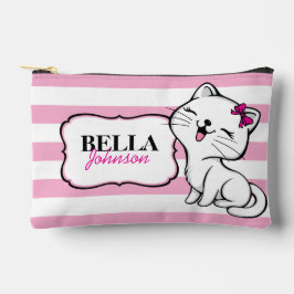 Gepersonaliseerde Schattige Kat Roze Gestript Etui