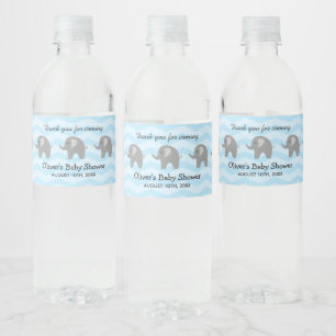 Gepersonaliseerde schattige olifant baby shower zi waterfles etiket