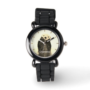 Gepersonaliseerde schattige otter girly horloge