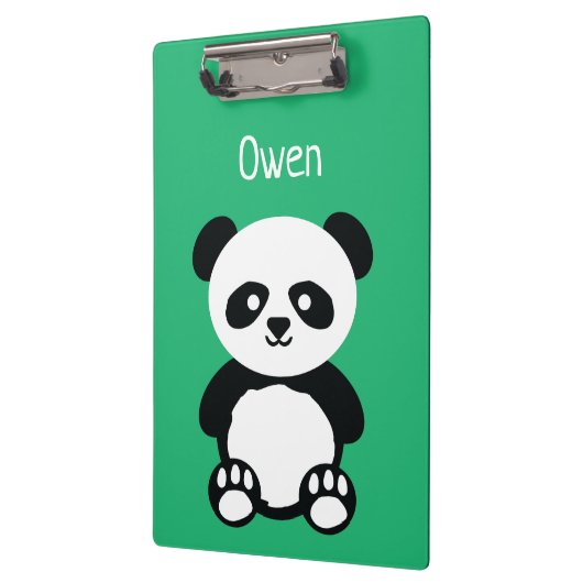 Gepersonaliseerde Schattige Panda Beer Groene Kind Klembord (Links)