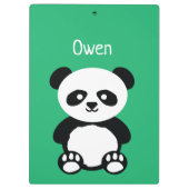 Gepersonaliseerde Schattige Panda Beer Groene Kind Klembord (Achterkant)