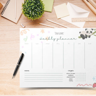 Gepersonaliseerde schattige panda Weekly Planner N Notitieblok