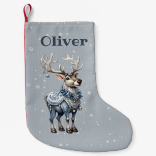 Gepersonaliseerde schattige rendieren kleine kerstsok