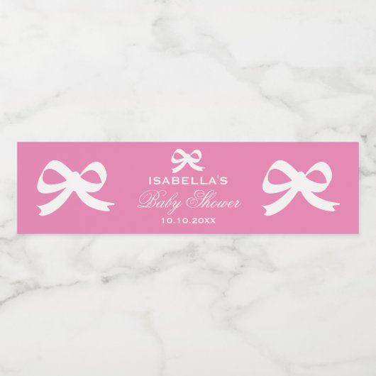 Gepersonaliseerde schattige roze strik knoop baby waterfles etiket (Enkel label)