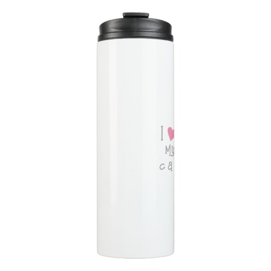 Gepersonaliseerde schattige zwarte kat met mooi ro thermosbeker (Voorkant)