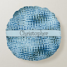 Gepersonaliseerde Schattigee Abstracte blues Rond Kussen