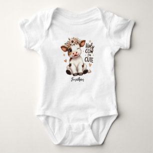 Gepersonaliseerde Schattigee Baby Dier Holy Koe On Romper