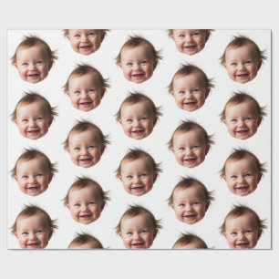 Gepersonaliseerde Schattigee Baby Gezichtsfoto Mam Cadeaupapier