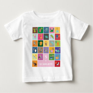 Gepersonaliseerde Schattigee Baby Girl Animal Alph