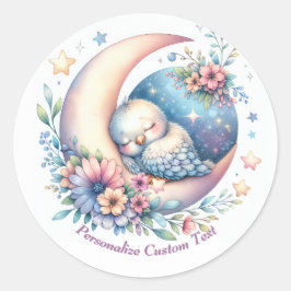 Gepersonaliseerde Schattigee Baby-vogel slapen op  Ronde Sticker