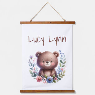 Gepersonaliseerde Schattigee Beer Cub Nursery Wall Hangend Wandkleed
