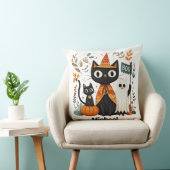 Gepersonaliseerde Schattigee Black Cat & Ghost Hal Kussen (Stoel)
