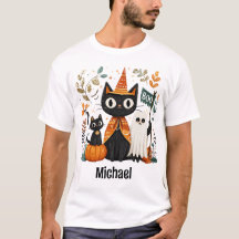 Gepersonaliseerde Schattigee Black Cat & Ghost Hal