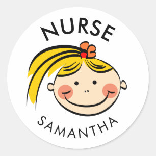 Gepersonaliseerde Schattigee Blondine Cartoon Verp Ronde Sticker