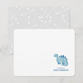 Gepersonaliseerde Schattigee Blue Dinosaur Note Ka Notitiekaartje (Voorkant / Achterkant)