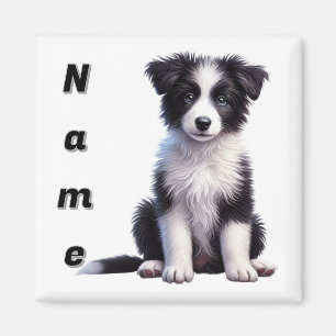 Gepersonaliseerde Schattigee Border Collie Puppy Magneet