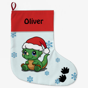 Gepersonaliseerde Schattigee Dinosaurus Kerstkous Grote Kerstsok