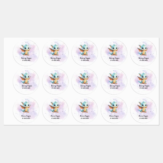 Gepersonaliseerde Schattigee dinosaurussen, Naam,  Labels (Vel)