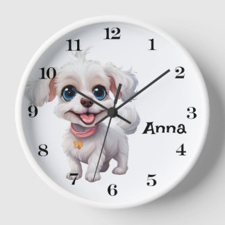 Gepersonaliseerde Schattigee Dog Wall Clock: speel