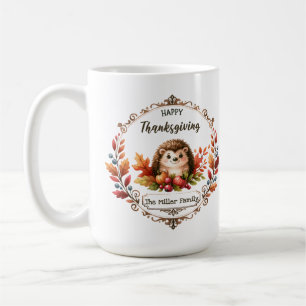 Gepersonaliseerde Schattigee egel Happy Thanksgivi Koffiemok