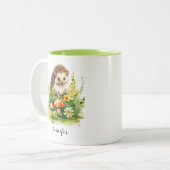 Gepersonaliseerde Schattigee egel Tweekleurige Koffiemok (Voorkant links)