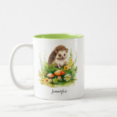 Gepersonaliseerde Schattigee egel Tweekleurige Koffiemok (Links)