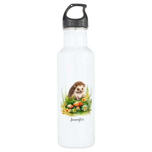 Gepersonaliseerde Schattigee egel Waterfles (Voorkant)