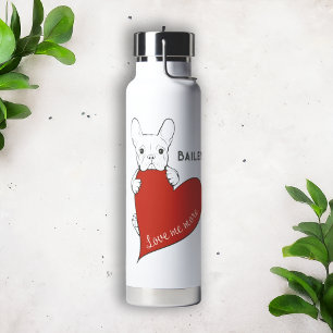Gepersonaliseerde Schattigee Frenchie Dog Red Hear Waterfles