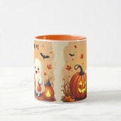 Gepersonaliseerde Schattigee Ghost & Pumpkin Hall Mok (Midden)