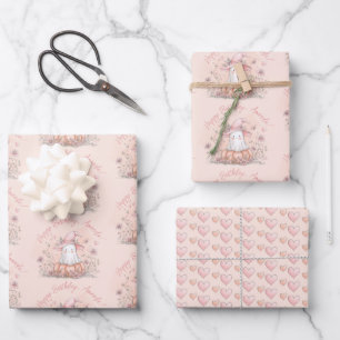 Gepersonaliseerde Schattigee Ghost-verjaardag Inpakpapier Vel