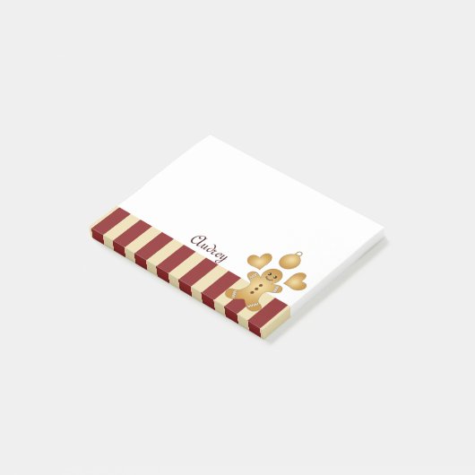 Gepersonaliseerde Schattigee Gingerbread Man Kerst Post-it® Notes (Schuin)