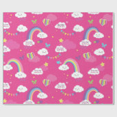 Gepersonaliseerde Schattigee Girly Pink Rainbow & Cadeaupapier (Vlak)