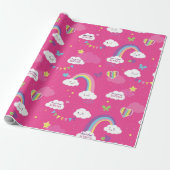 Gepersonaliseerde Schattigee Girly Pink Rainbow & Cadeaupapier (Uitgerold)