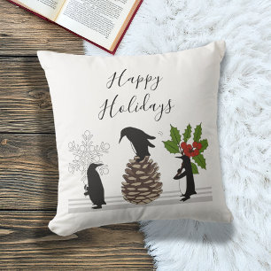 Gepersonaliseerde Schattigee Grappige Kerstpinguïn Kussen